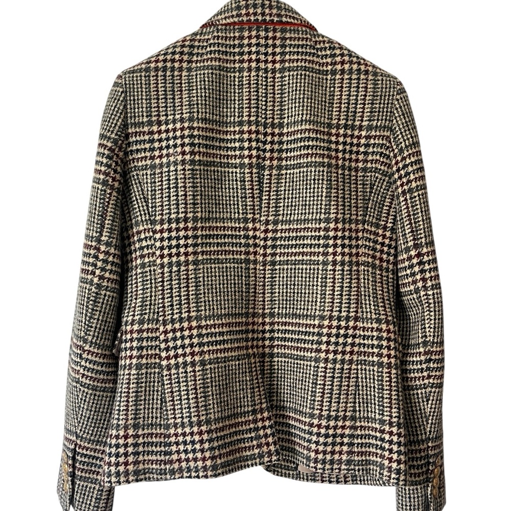 J.Crew Schoolboy Blazer Plaid Wool Brown Tan Gold Buttons Women’s Size 0 - Picture 10 of 10
